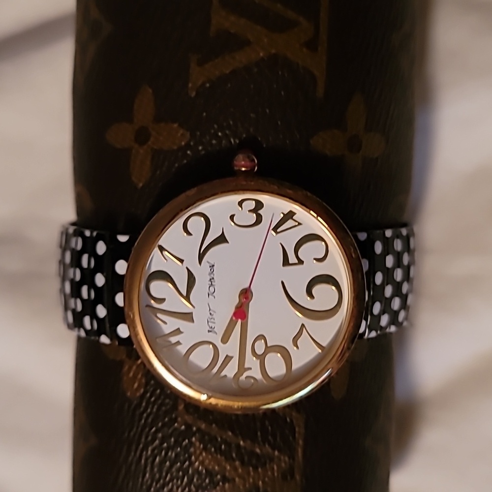 Betsey Johnson Gold & Polka‎ Dot Expandable Band Watch BJ00039-19